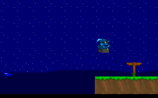 Hunchback 2: Rampart Rampage (DOS) screenshot: The level ends with a signpost. No ringing bells in this game.