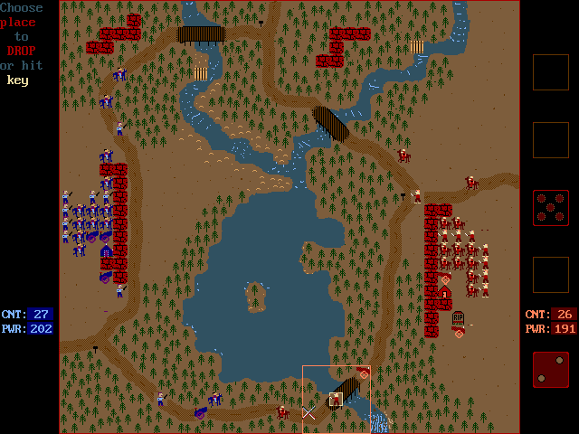 Campaign (DOS) screenshot: Not much range on the cannon