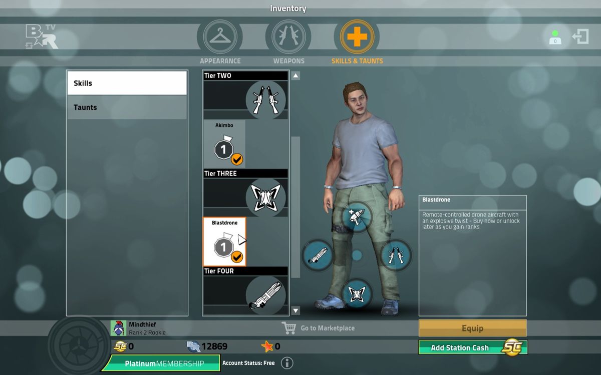 Bullet Run (Windows) screenshot: Inventory.