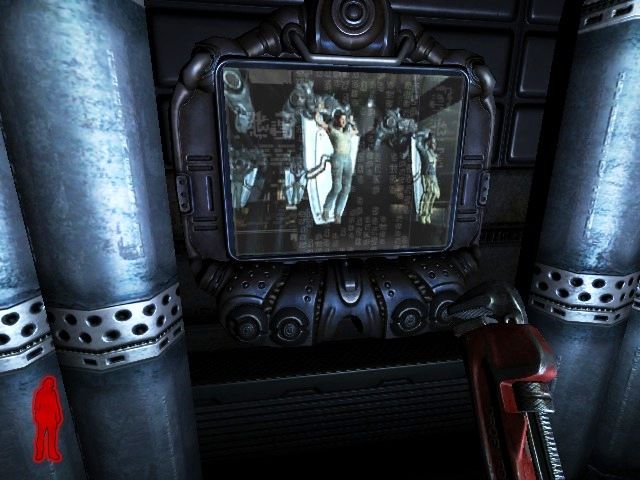 Prey (Macintosh) screenshot: Jen and Grandpa are still trapped on the tram going somewhere...but where
