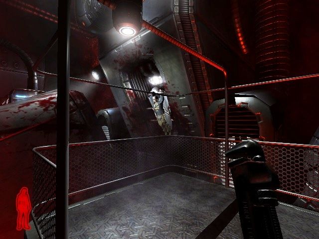 Prey (Macintosh) screenshot: Grandpa about to be smashed.... by that machine.... I think....