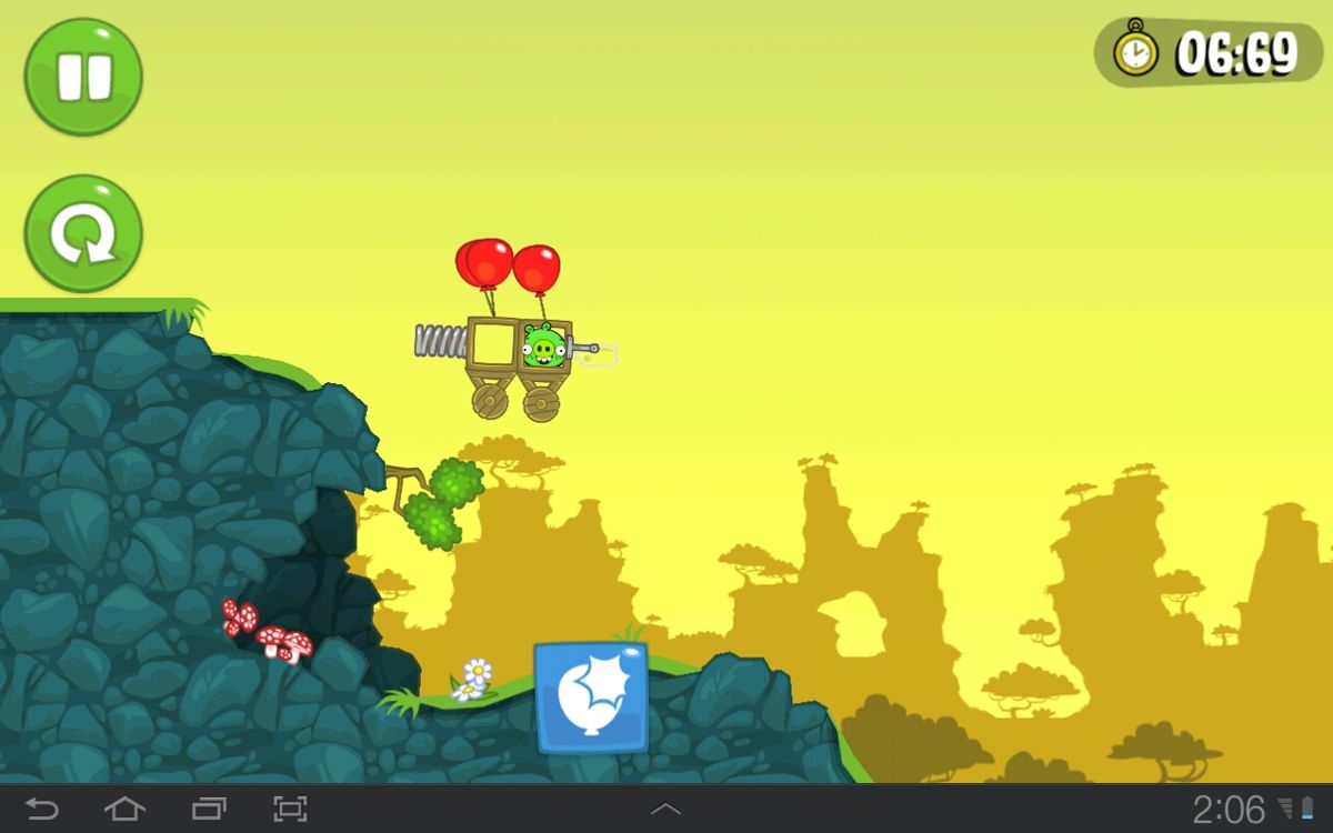 Bad Piggies (Android) screenshot: That spring may help when I get to the ground