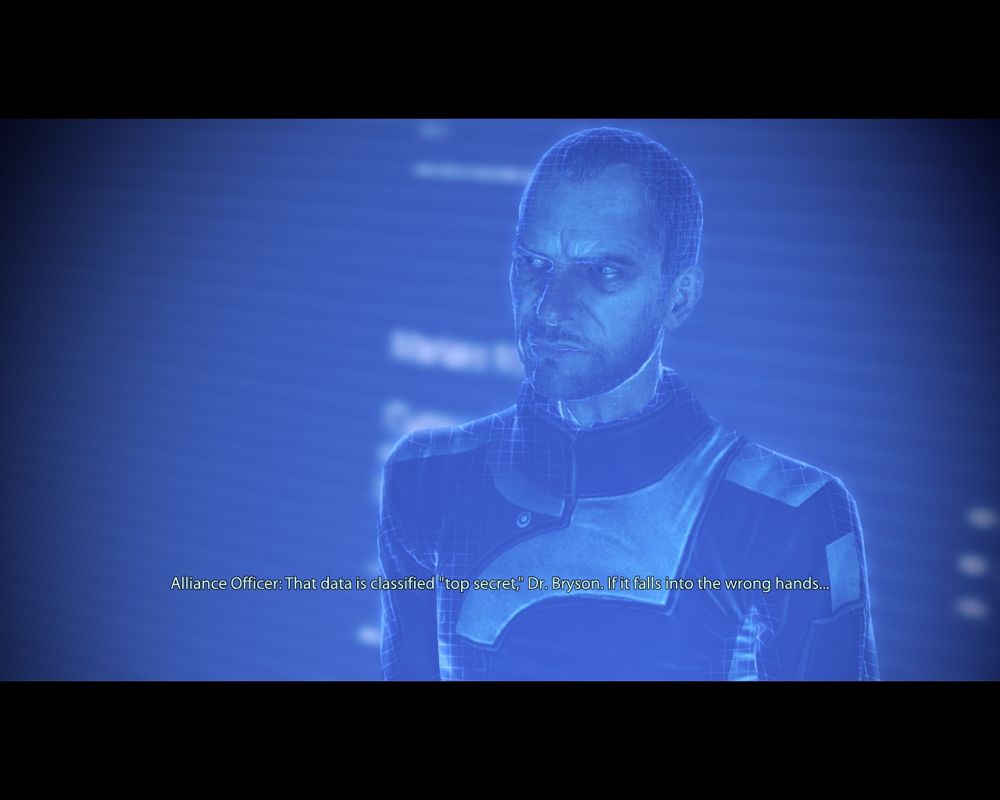 Mass Effect 3: Leviathan (Windows) screenshot: Dr. Bryson doesn't look so good.