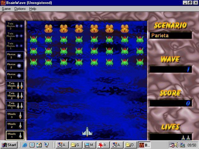 BrainWave (Windows 3.x) screenshot: The start of the Parieta scenario