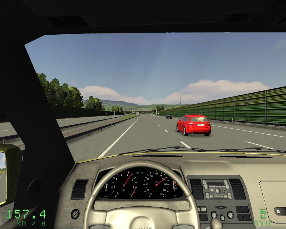 Driving Simulator 2009 (Windows) screenshot: There is no general speed limit on German autobahns, so here you can take your car to its limits.