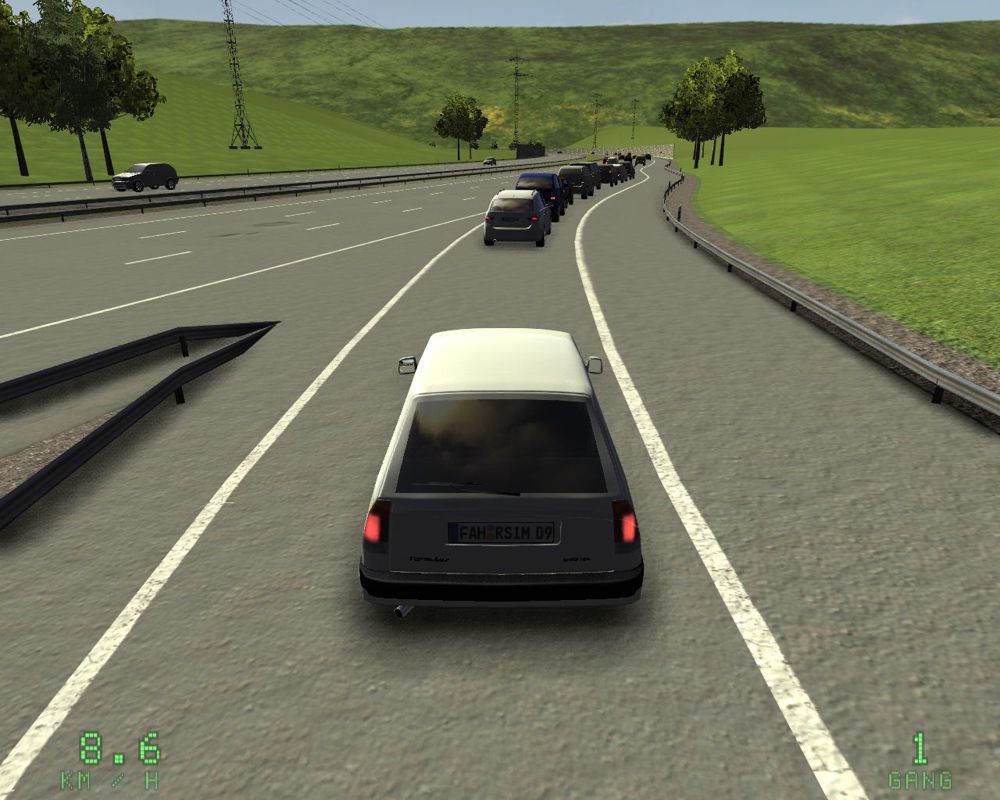 Driving Simulator 2009 (Windows) screenshot: Setting the traffic density to high can generate some serious jams.