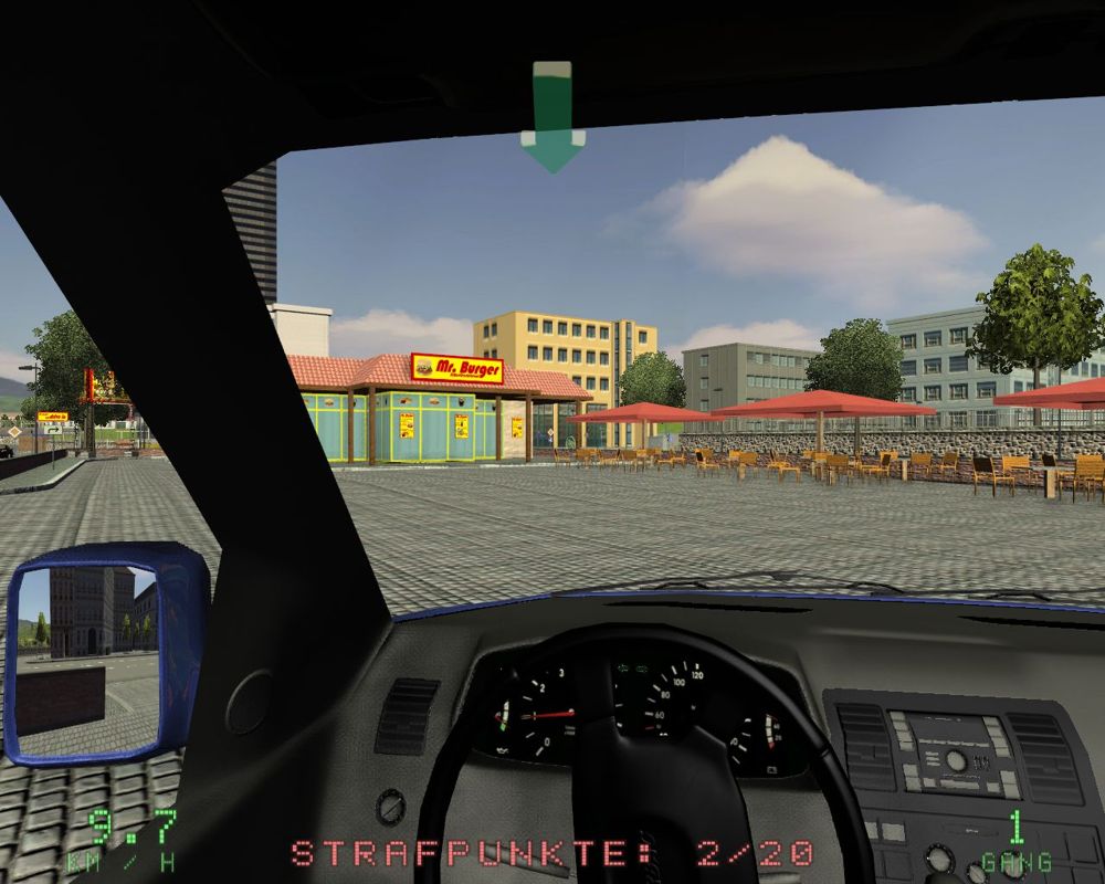 Driving Simulator 2009 (Windows) screenshot: Heading for the fast food drive through.