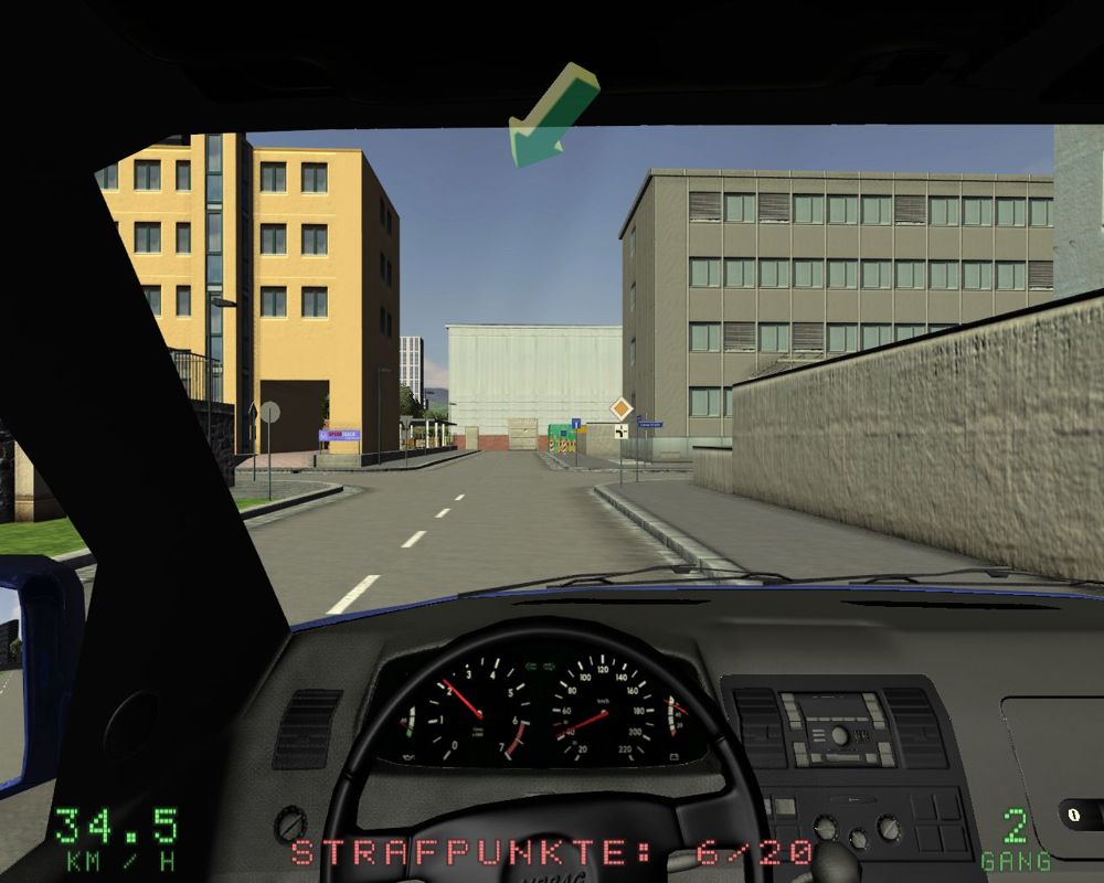 Driving Simulator 2009 (Windows) screenshot: The yellow building to the left is the headquarters of your delivery company.