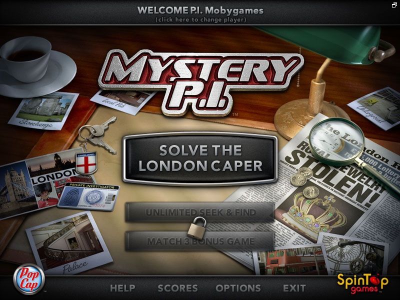 Mystery P.I.: The London Caper (Macintosh) screenshot: Main menu