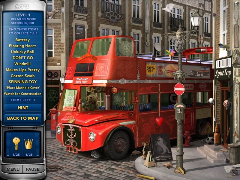 Mystery P.I.: The London Caper (Macintosh) screenshot: Tour Bus - objects