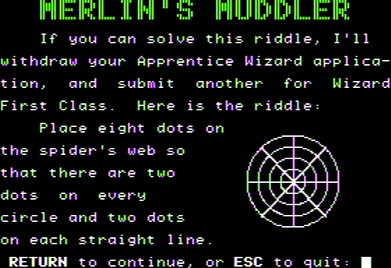 Microzine #11 (Apple II) screenshot: Merlin's Muddler - Puzzle