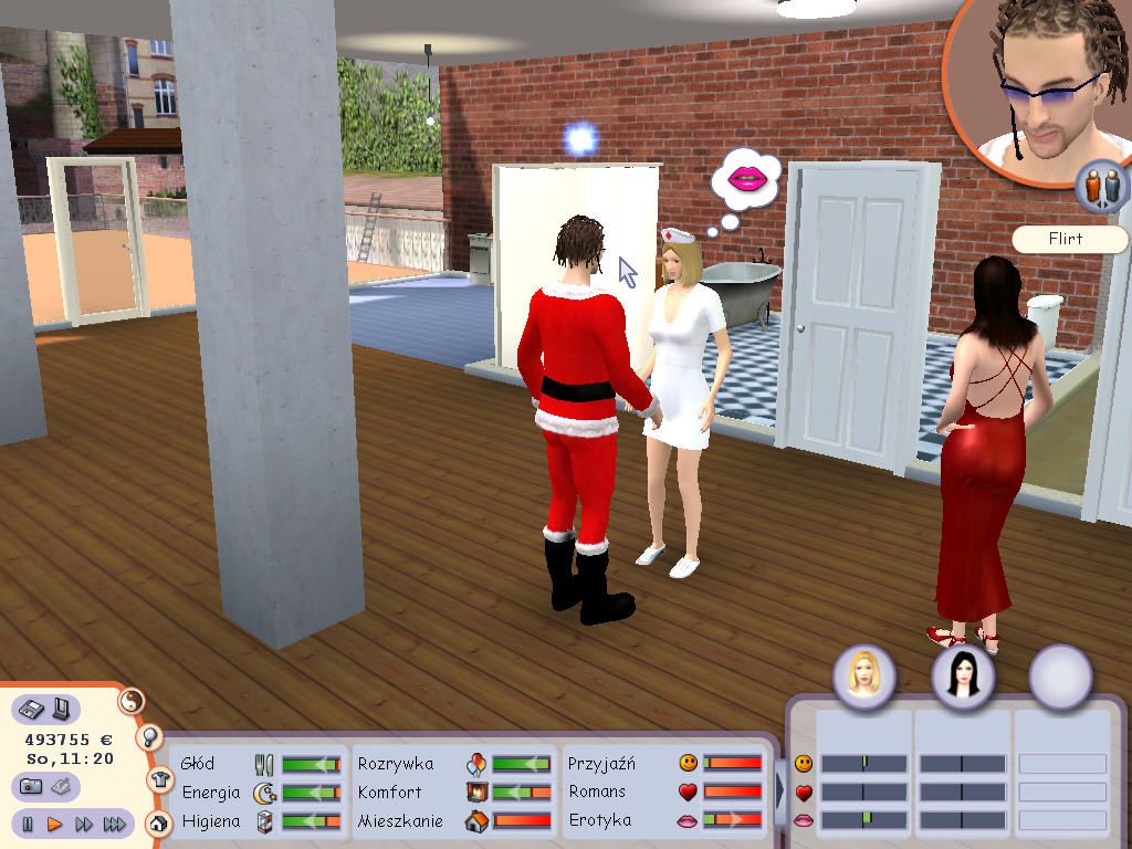 Singles 2: Triple Trouble (Windows) screenshot: Fake santa meet fake nurse