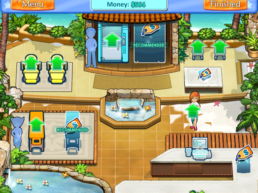 Sally's Spa (iPad) screenshot: Shopping in between levels.