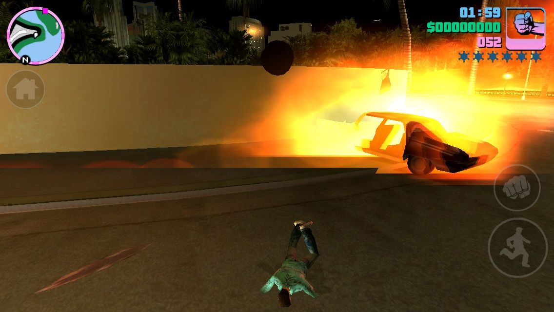 Grand Theft Auto: Vice City (iPhone) screenshot: Car explodes