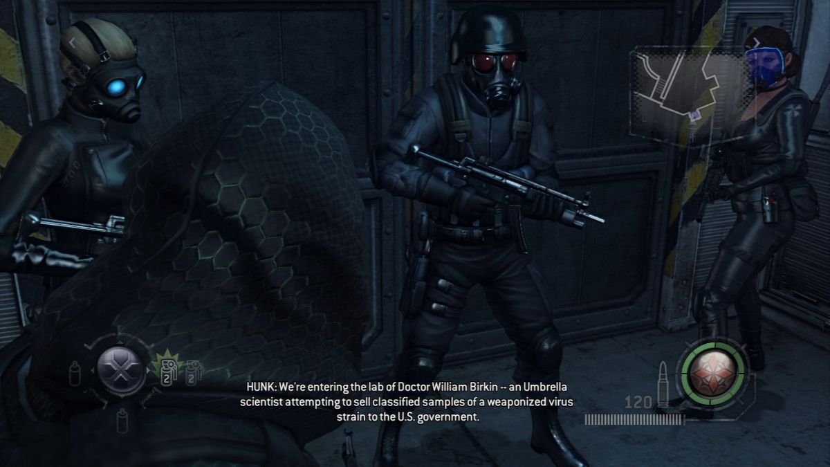 Resident Evil: Operation Raccoon City (PlayStation 3) screenshot: Discussing the plan of action.