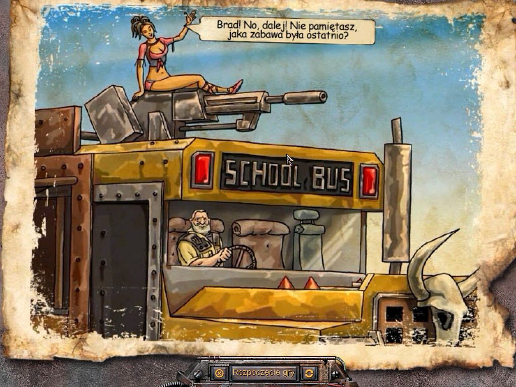 Desert Law (Windows) screenshot: Shool bus is bar now.