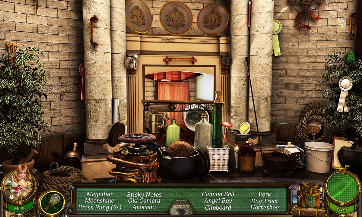 Flux Family Secrets: The Rabbit Hole (Windows) screenshot: Apollo foyer - fireplace objects