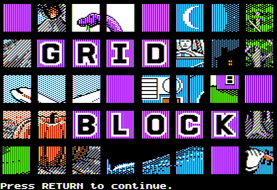 Microzine #35 (Apple II) screenshot: Grid Block - Title Screen
