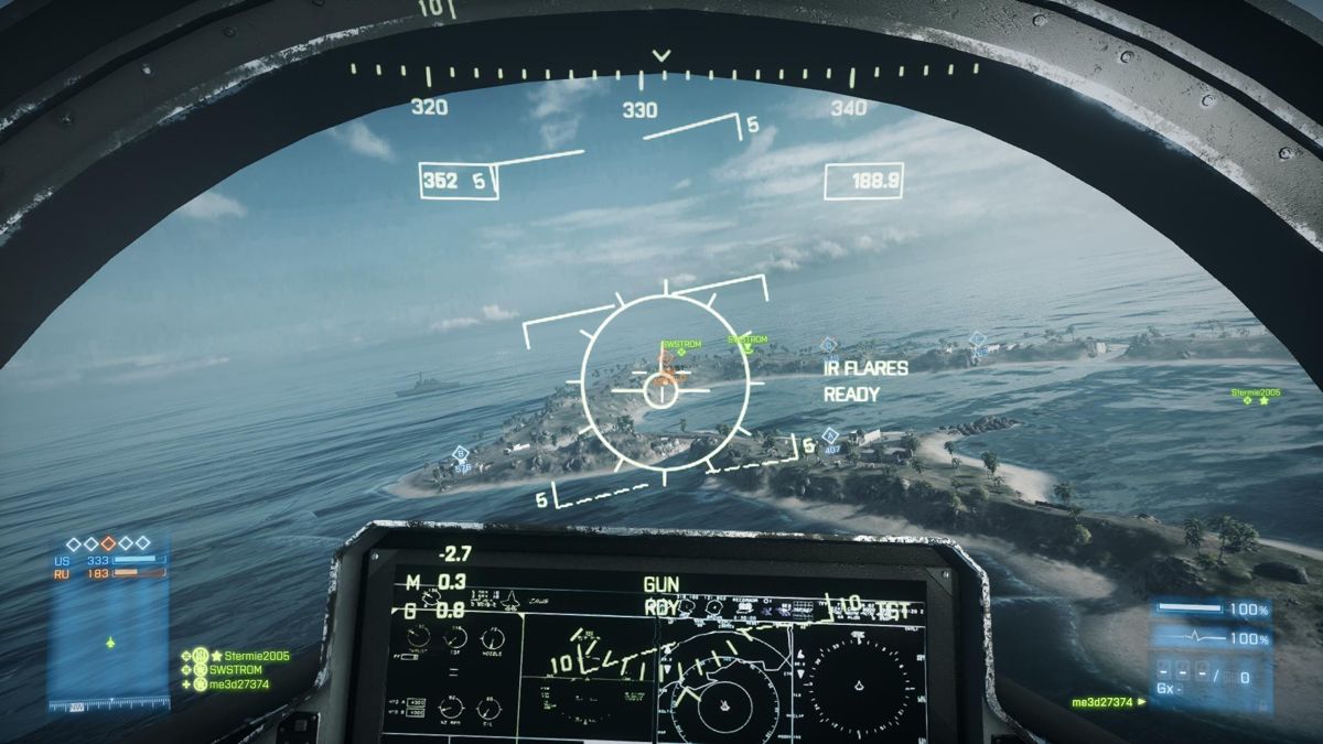 Battlefield 3: Back to Karkand (Windows) screenshot: In US jet headed over Wake Island