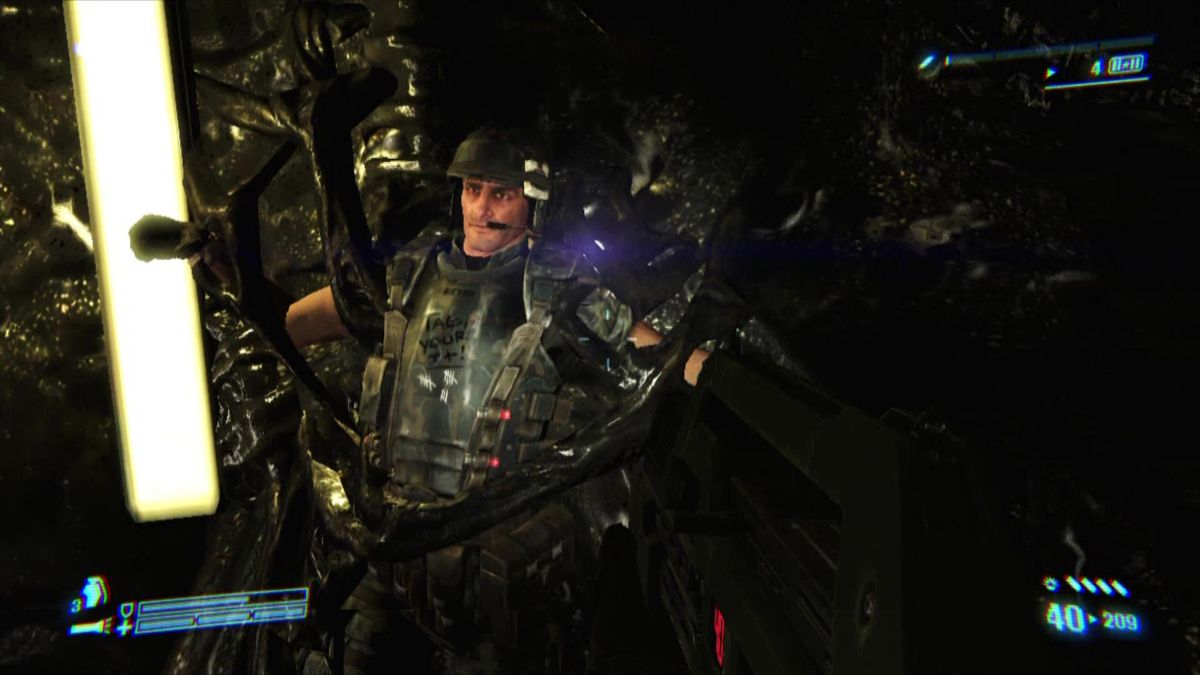 Aliens: Colonial Marines (Xbox 360) screenshot: Hey buddy, how you doing?