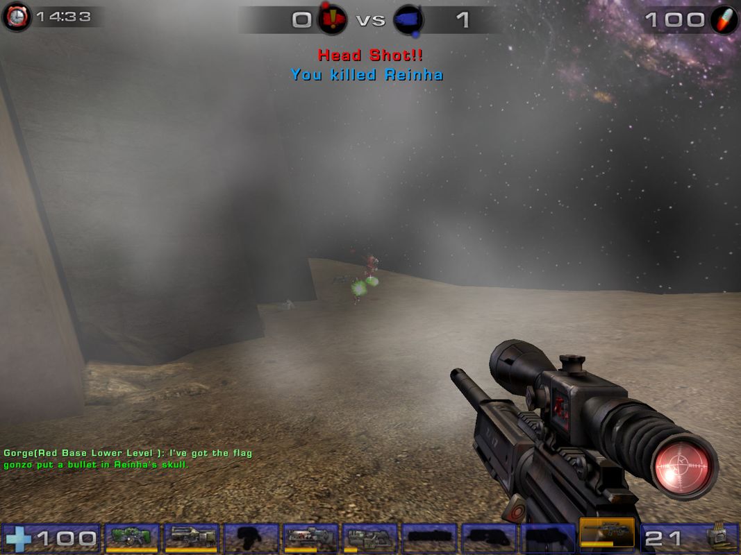 Unreal Tournament 2004 (Windows) screenshot: Classic headshot.