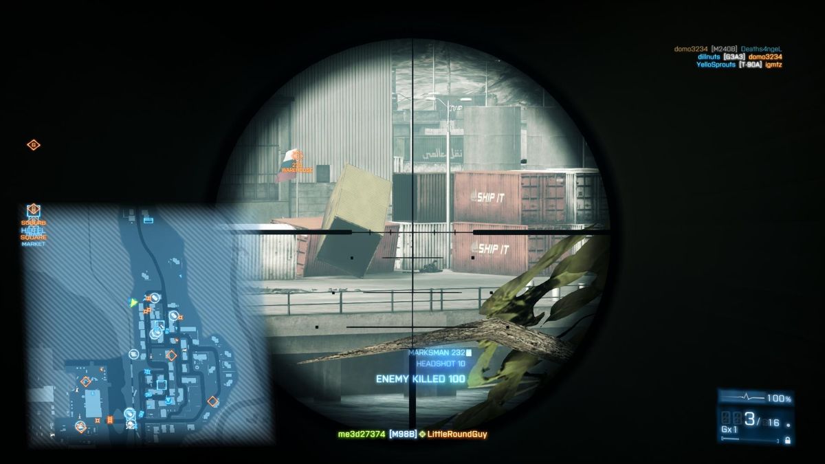 Battlefield 3: Back to Karkand (Windows) screenshot: M98B Sniper rifle shot marksman 232