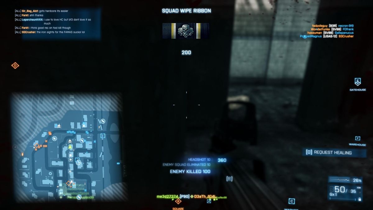 Battlefield 3: Back to Karkand (Windows) screenshot: Killed everyone in the squad of four - wipe ribbon