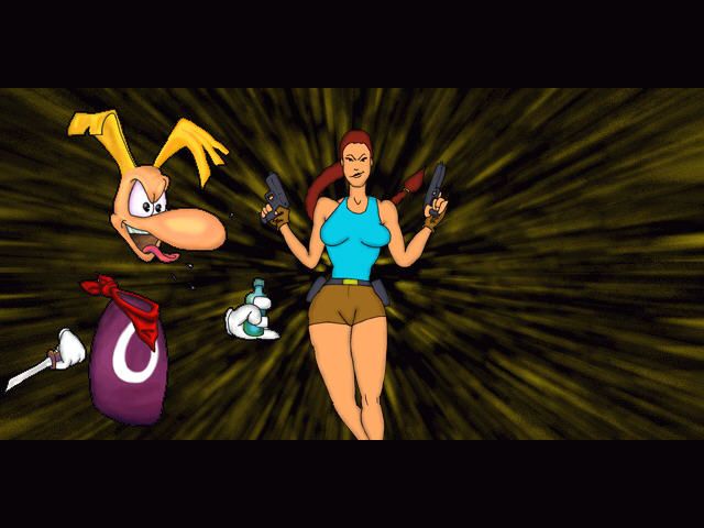 Blip & Blop: Balls of Steel (Windows) screenshot: Rayman & Lara