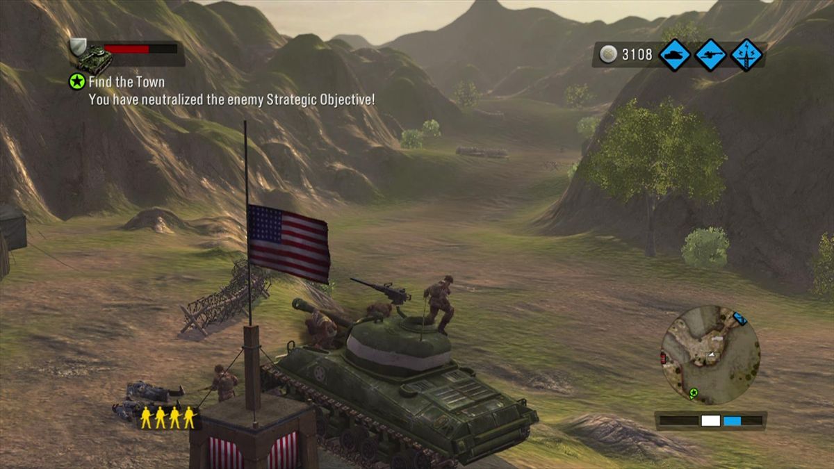 The Outfit (Xbox 360) screenshot: You need to capture objectives to progress through levels.