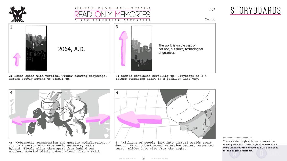 2064: Read Only Memories - Integral (Nintendo Switch) screenshot: Extras, storyboards