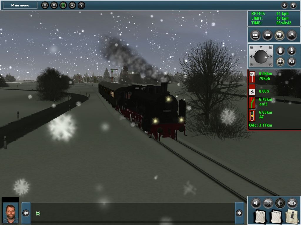 Trainz Simulator 2009: World Builder Edition (Windows) screenshot: On our way. Current speed/speed limit is on top right.