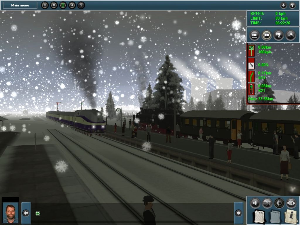 Trainz Simulator 2009: World Builder Edition (Windows) screenshot: There are more modern trains on this track as well. This is the end of the route and we are expected to turn back.