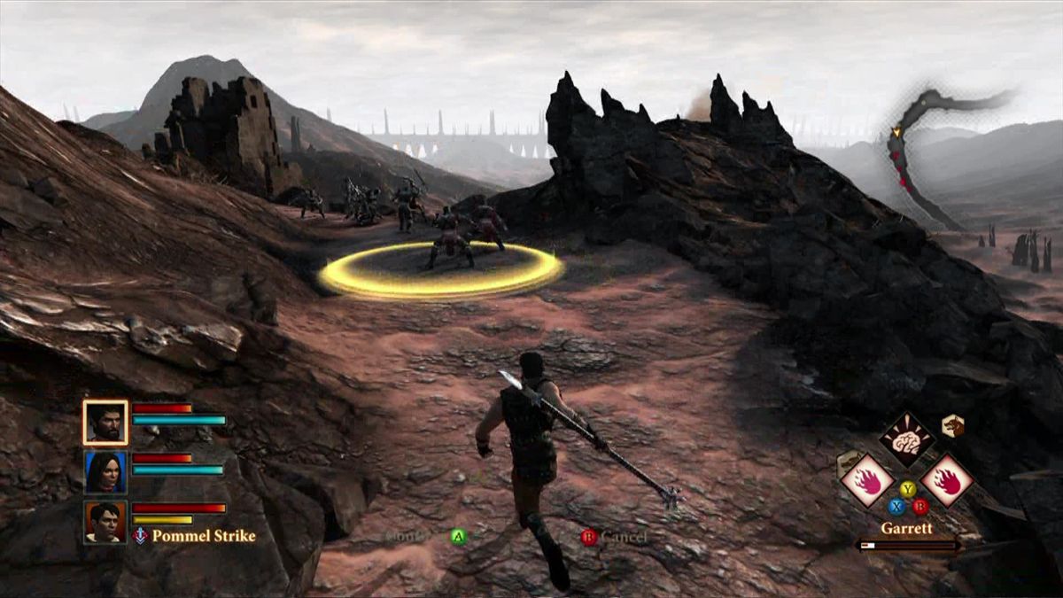 Dragon Age II (Xbox 360) screenshot: Targeting enemies for your spell