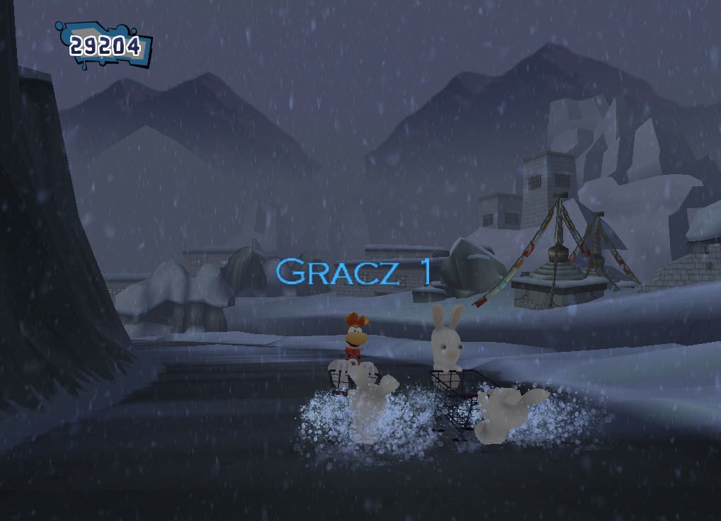 Rayman: Raving Rabbids 2 (Windows) screenshot: Weird race. And rain.