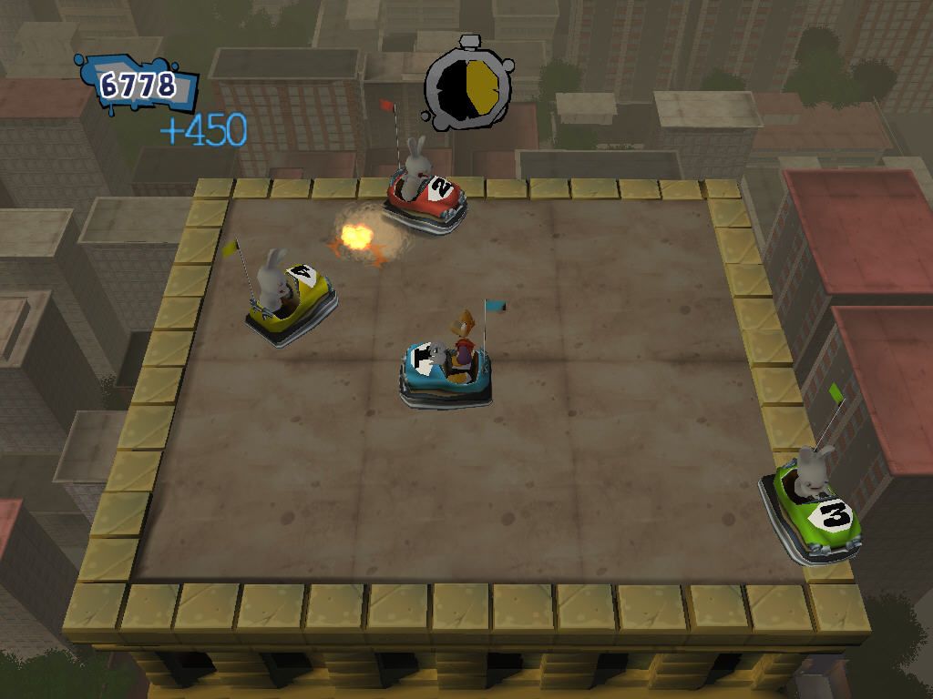 Rayman: Raving Rabbids 2 (Windows) screenshot: Cars on the roof