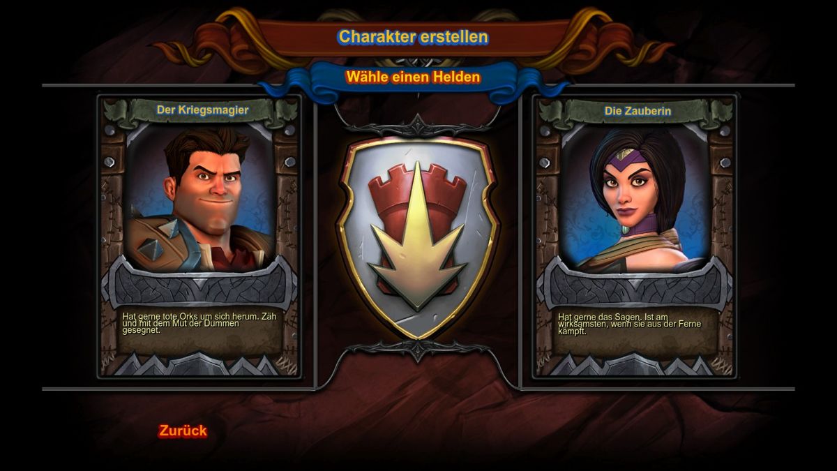 Orcs Must Die! 2 (Windows) screenshot: Character selection - War Mage or Sorceress?