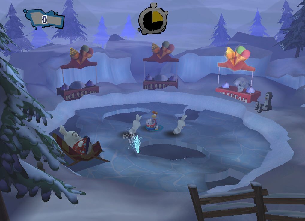 Rayman: Raving Rabbids 2 (Windows) screenshot: On ice with ice (cream)