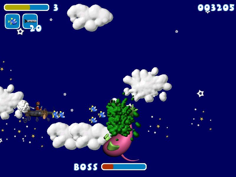 El Airplane (Windows) screenshot: The 'Blue Skys' end of level boss