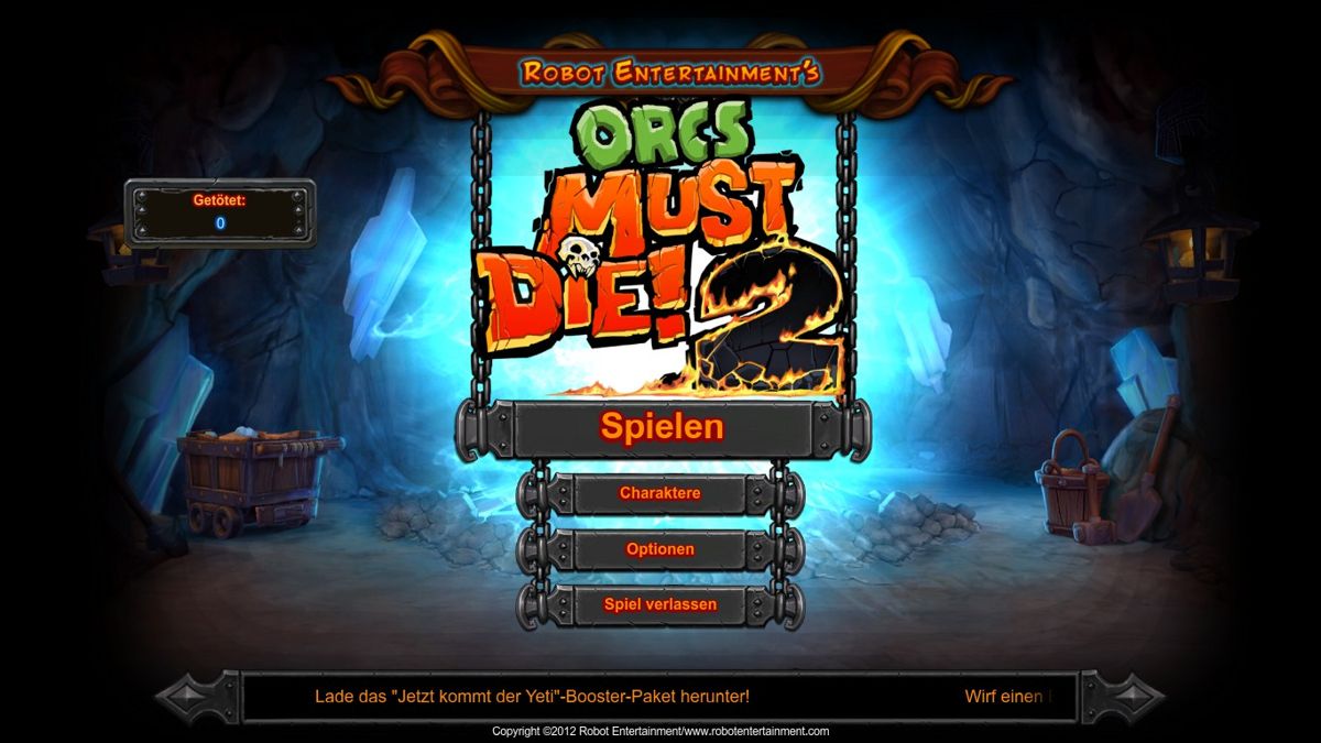 Orcs Must Die! 2 (Windows) screenshot: Main menu