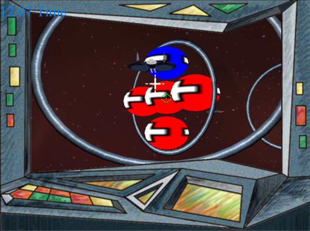 99 Action & Arcade (Windows) screenshot: Space Race. This is the corner, the player uses the mouse to steer