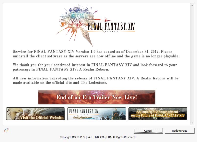 Final Fantasy XIV Online (Windows) screenshot: The end of an era