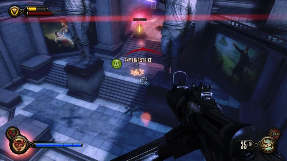 BioShock Infinite (Xbox 360) screenshot: Attack enemies from above to deal extra damage.
