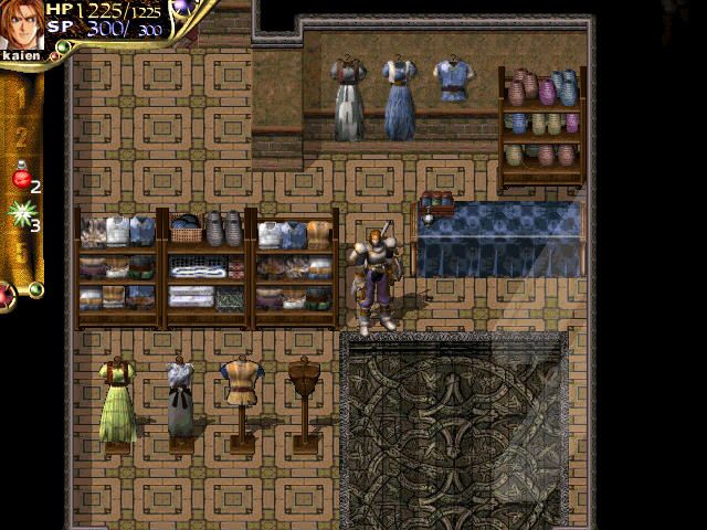 Corum III: Chaotic Magic (Windows) screenshot: Kaien decides to forget his world-saving quest for a while and go shopping
