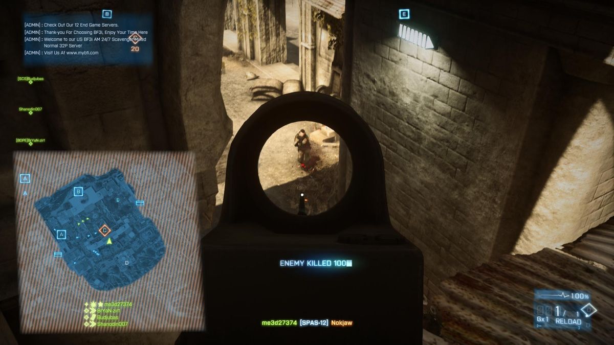 Battlefield 3: Aftermath (Windows) screenshot: Still on walkway using my SPAS-12 shotgun