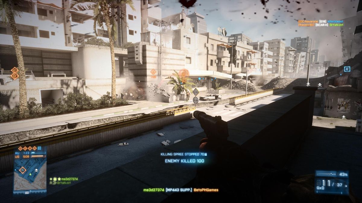 Battlefield 3: Aftermath (Windows) screenshot: Another kill with just the MP443
