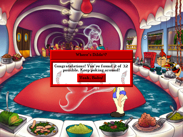 Leisure Suit Larry: Love for Sail! (DOS) screenshot: Congratulations, you've found a dildo! Keep 'em coming!