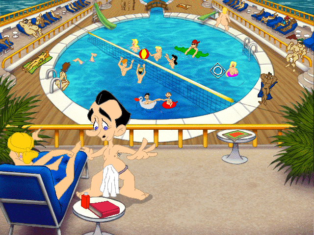 Leisure Suit Larry: Love for Sail! (DOS) screenshot: Pool area