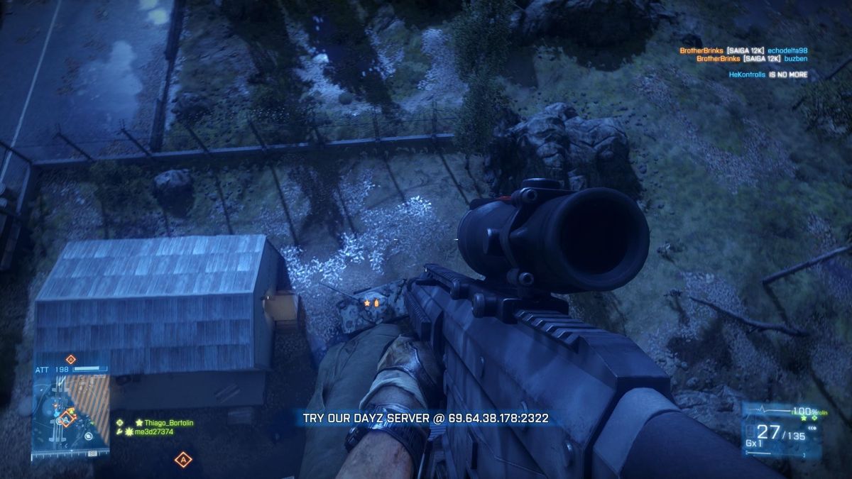 Battlefield 3: Armored Kill (Windows) screenshot: Parachute drop from the AC-130 gunship to attack enemy tank below