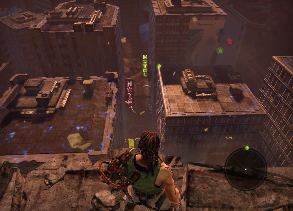 Bionic Commando (Windows) screenshot: Leap of faith