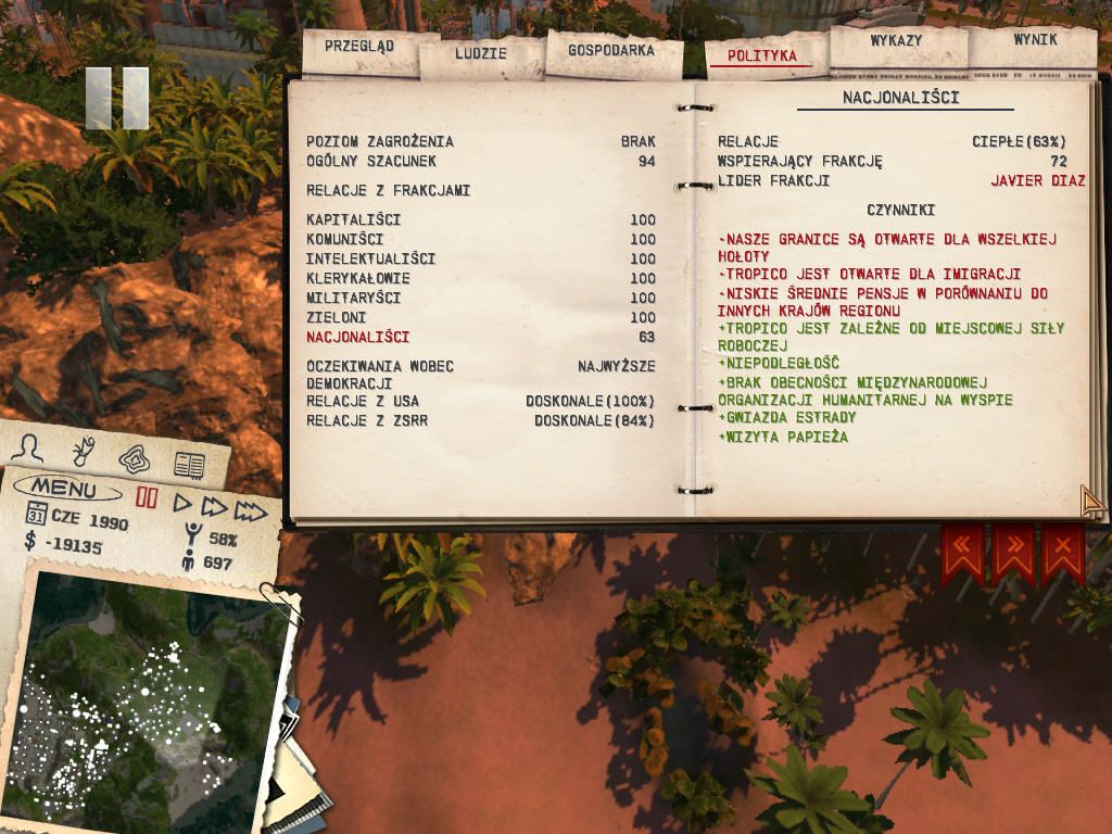 Tropico 3 (Windows) screenshot: Almost everybody love me!